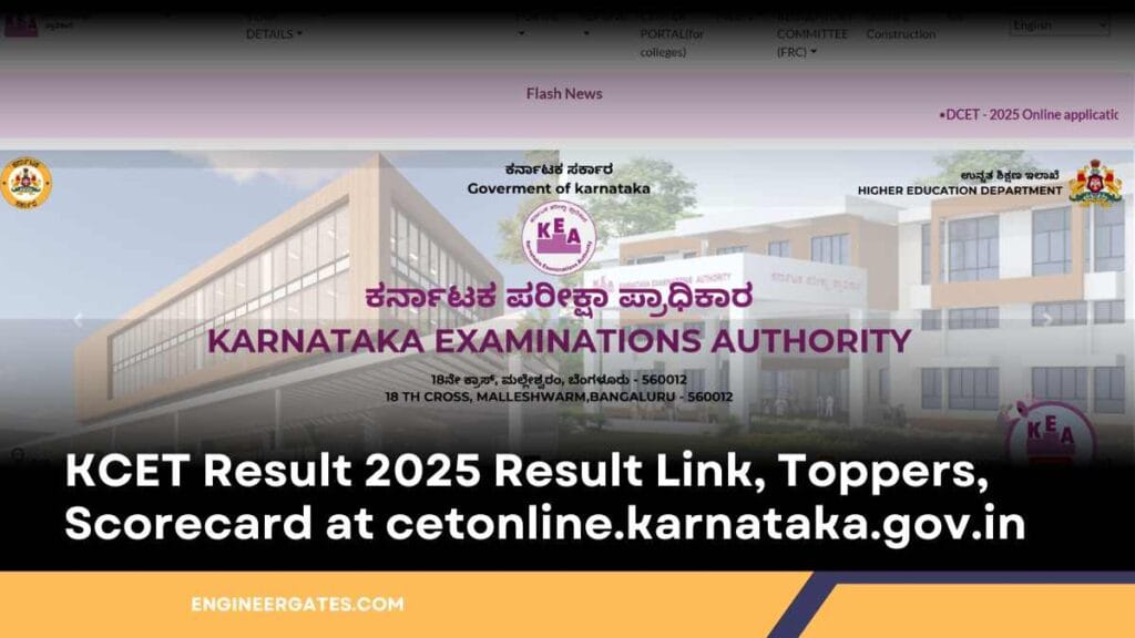 KCET Result 2025 Result Link, Toppers, Scorecard at cetonline.karnataka.gov.in