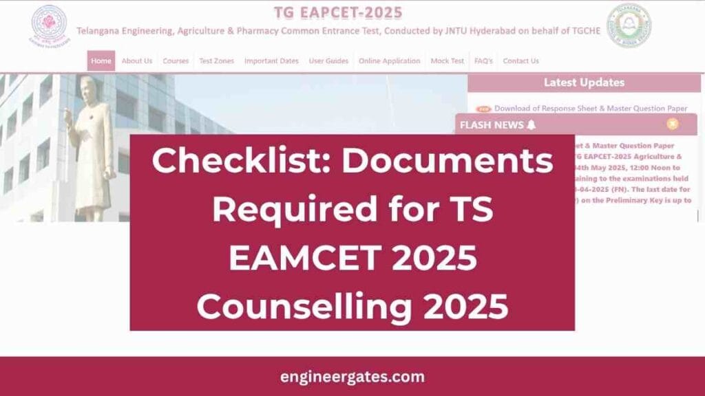 Checklist Documents Required for TS EAMCET 2025 Counselling 2025