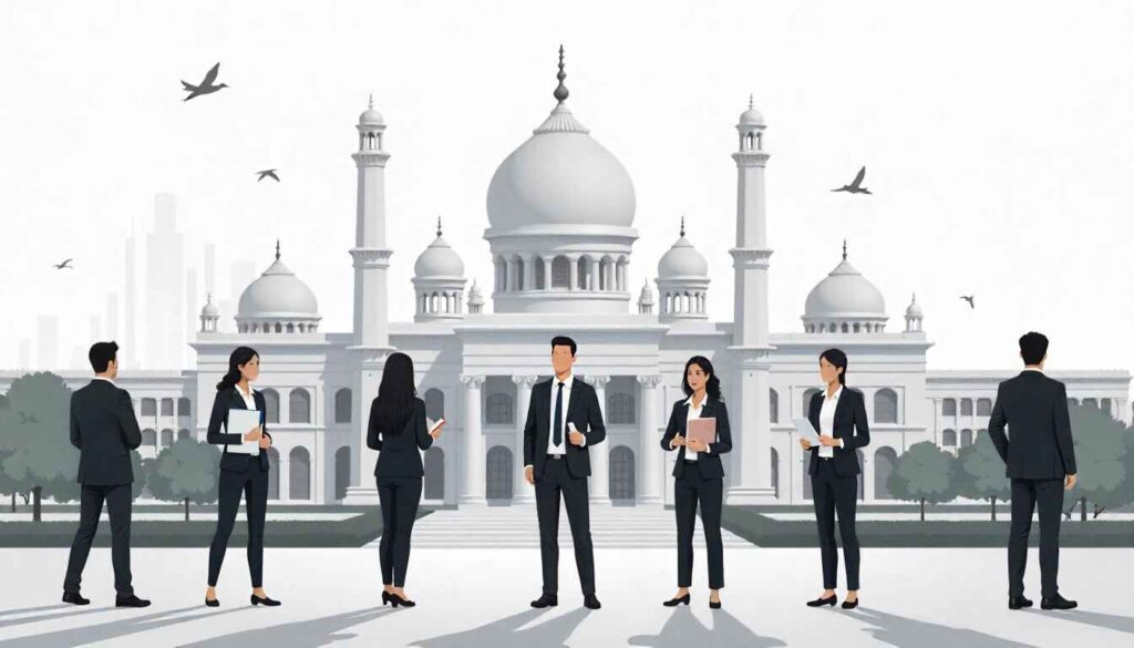 Students outside a polytechnic college campus in Bihar, discussing projects with books and backpacks, representing Bihar Polytechnic College List 2025.