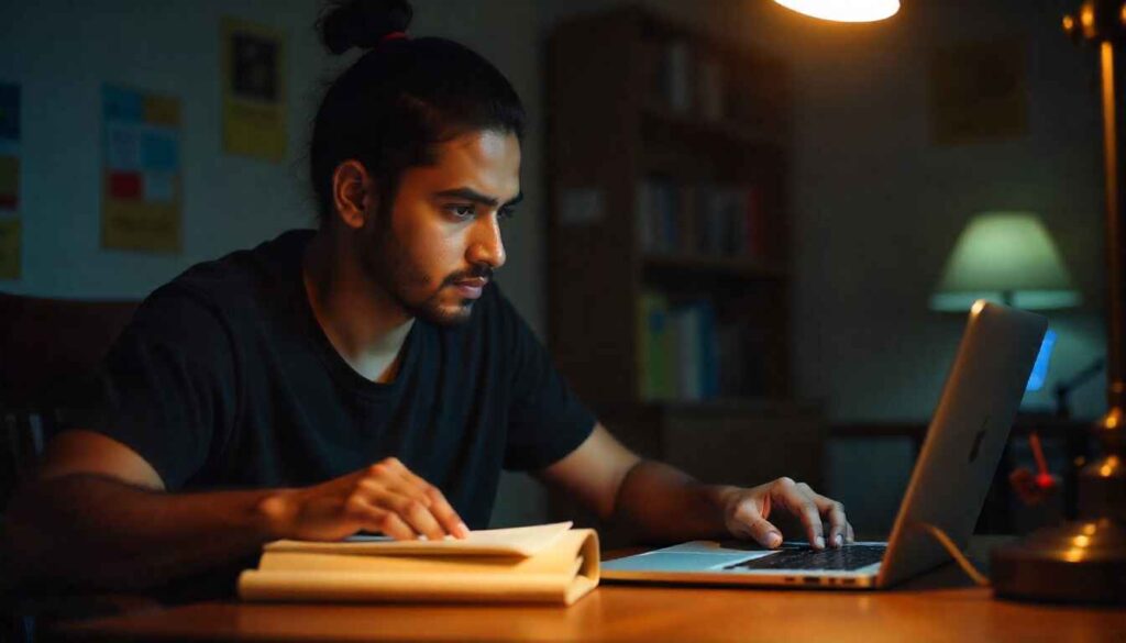 Indian student preparing for CAT 2025 with IIM Ahmedabad background