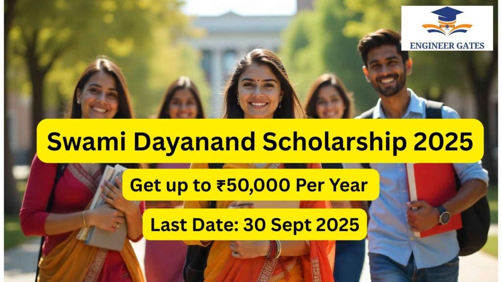 Indian students smiling with books – Swami Dayanand Scholarship 2025 Apply Online