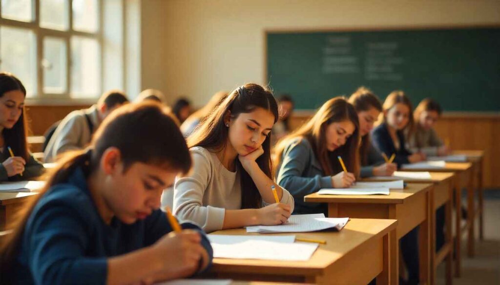 Students giving UP Polytechnic Entrance Exam in an exam hall